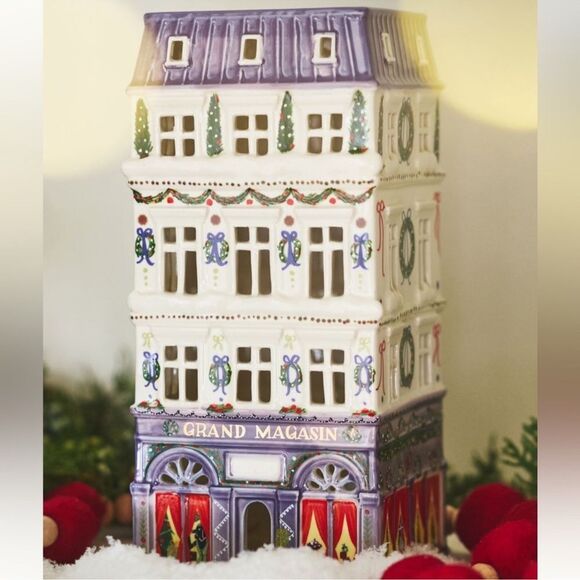 NWT ANTHROPOLOGIE SET OF FOUR Ceramic Holiday Houses Complete Set - Picture 9 of 16